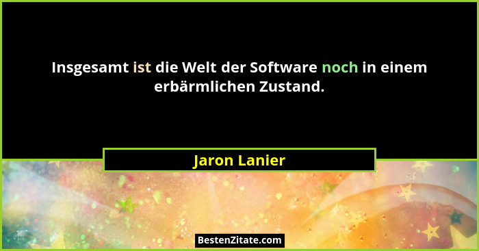 Insgesamt ist die Welt der Software noch in einem erbärmlichen Zustand.... - Jaron Lanier