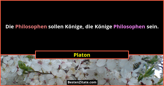 Die Philosophen sollen Könige, die Könige Philosophen sein.... - Platon