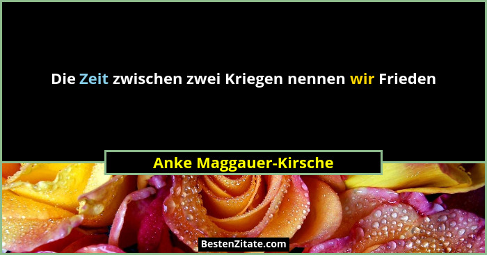 Die Zeit zwischen zwei Kriegen nennen wir Frieden... - Anke Maggauer-Kirsche