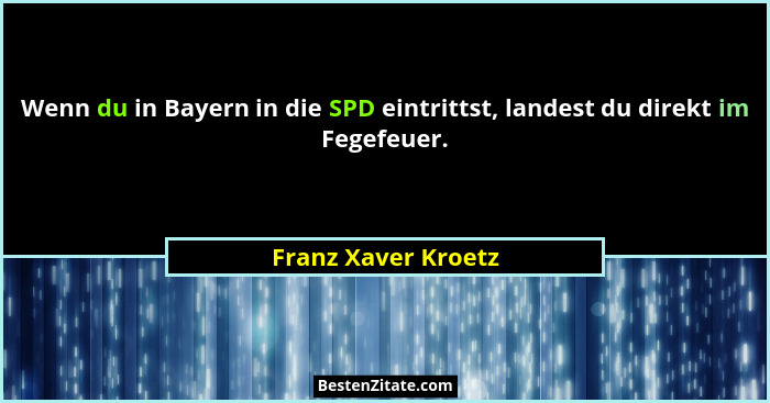 Wenn du in Bayern in die SPD eintrittst, landest du direkt im Fegefeuer.... - Franz Xaver Kroetz