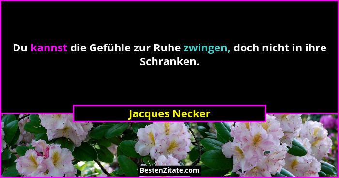 Du kannst die Gefühle zur Ruhe zwingen, doch nicht in ihre Schranken.... - Jacques Necker