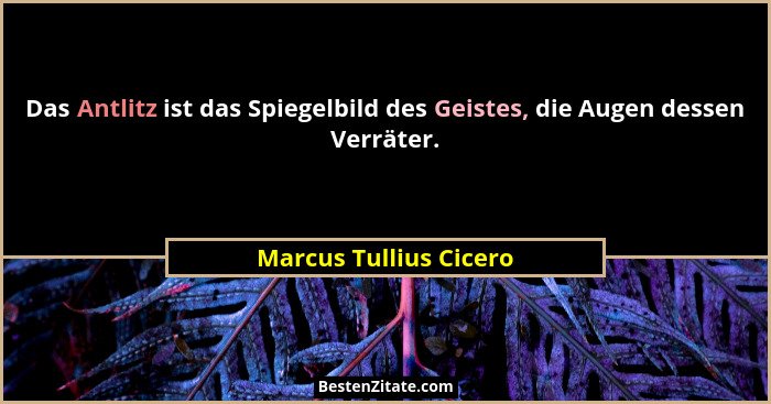 Das Antlitz ist das Spiegelbild des Geistes, die Augen dessen Verräter.... - Marcus Tullius Cicero