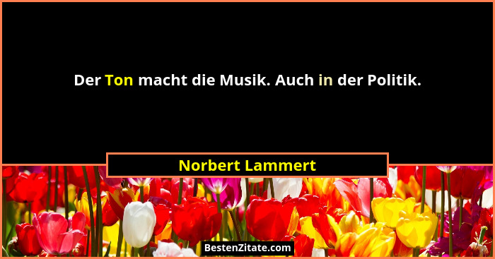 Der Ton macht die Musik. Auch in der Politik.... - Norbert Lammert