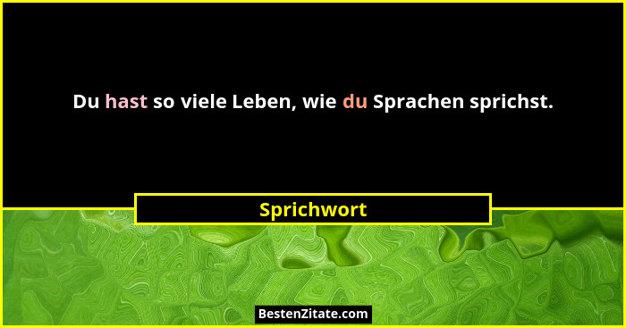 Du hast so viele Leben, wie du Sprachen sprichst.... - Sprichwort
