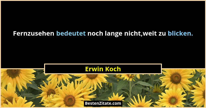 Fernzusehen bedeutet noch lange nicht,weit zu blicken.... - Erwin Koch