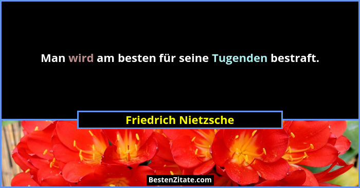 Man wird am besten für seine Tugenden bestraft.... - Friedrich Nietzsche