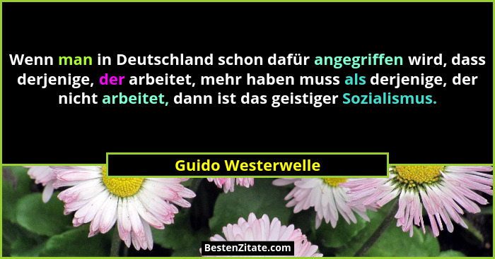 Wenn man in Deutschland schon dafür angegriffen wird, dass derjenige, der arbeitet, mehr haben muss als derjenige, der nicht arbei... - Guido Westerwelle