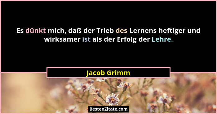 Es dünkt mich, daß der Trieb des Lernens heftiger und wirksamer ist als der Erfolg der Lehre.... - Jacob Grimm