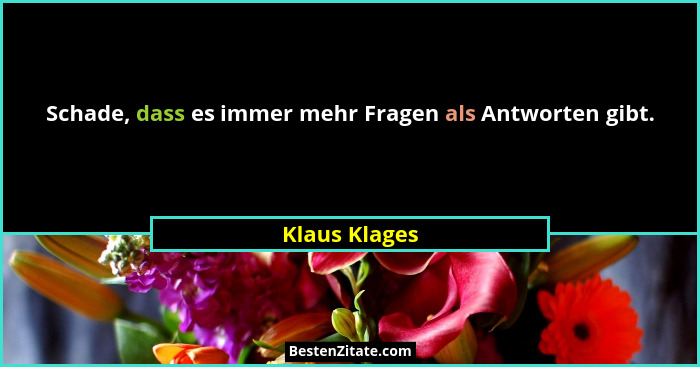 Schade, dass es immer mehr Fragen als Antworten gibt.... - Klaus Klages