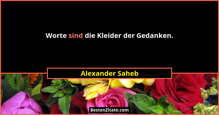 Worte sind die Kleider der Gedanken.... - Alexander Saheb