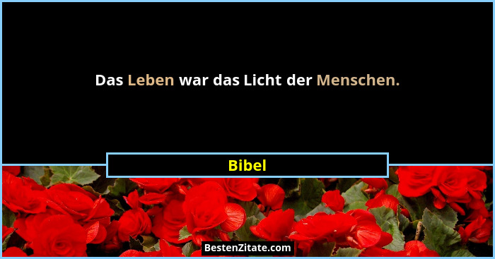 Das Leben war das Licht der Menschen.... - Bibel