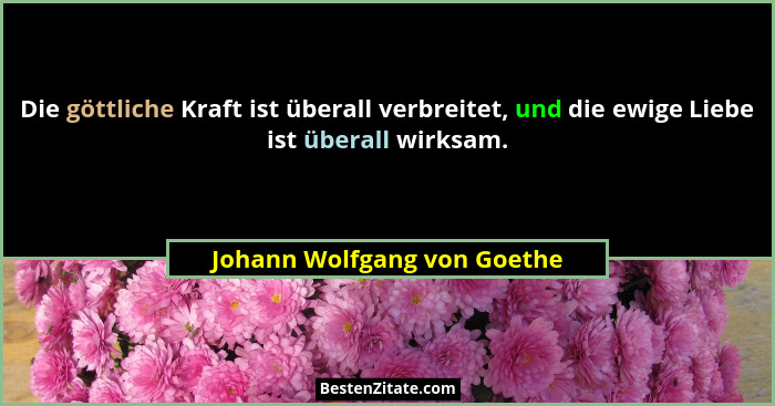 Die göttliche Kraft ist überall verbreitet, und die ewige Liebe ist überall wirksam.... - Johann Wolfgang von Goethe