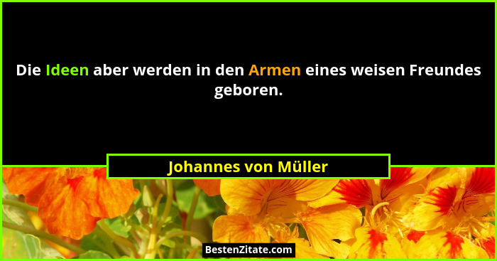 Die Ideen aber werden in den Armen eines weisen Freundes geboren.... - Johannes von Müller