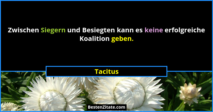 Zwischen Siegern und Besiegten kann es keine erfolgreiche Koalition geben.... - Tacitus