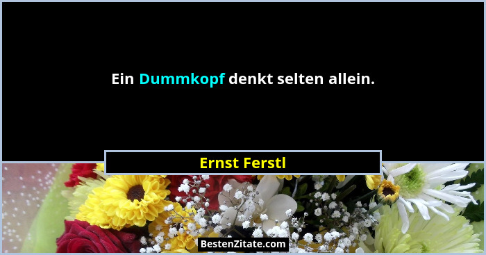 Ein Dummkopf denkt selten allein.... - Ernst Ferstl