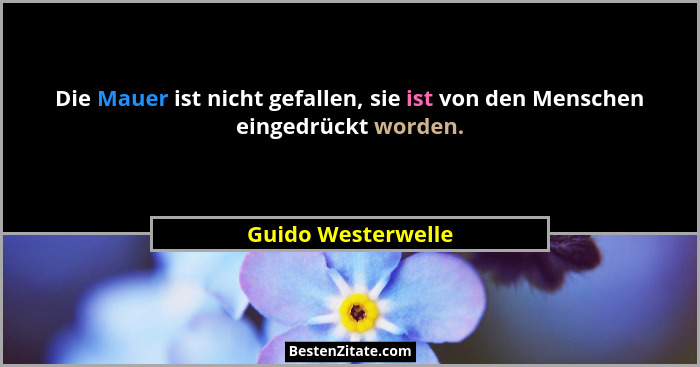 Die Mauer ist nicht gefallen, sie ist von den Menschen eingedrückt worden.... - Guido Westerwelle