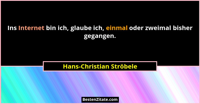 Ins Internet bin ich, glaube ich, einmal oder zweimal bisher gegangen.... - Hans-Christian Ströbele