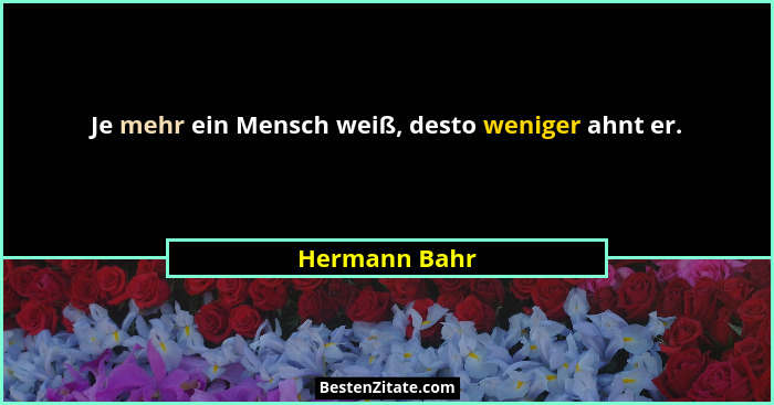 Je mehr ein Mensch weiß, desto weniger ahnt er.... - Hermann Bahr
