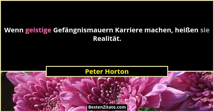Wenn geistige Gefängnismauern Karriere machen, heißen sie Realität.... - Peter Horton