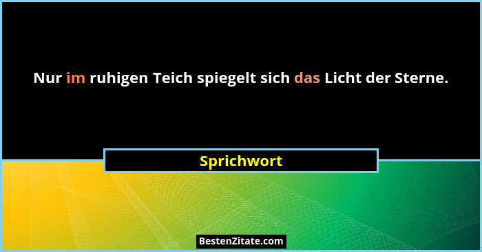 Nur im ruhigen Teich spiegelt sich das Licht der Sterne.... - Sprichwort