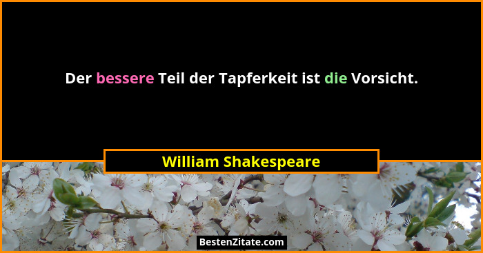 Der bessere Teil der Tapferkeit ist die Vorsicht.... - William Shakespeare