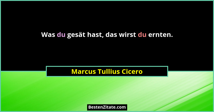 Was du gesät hast, das wirst du ernten.... - Marcus Tullius Cicero