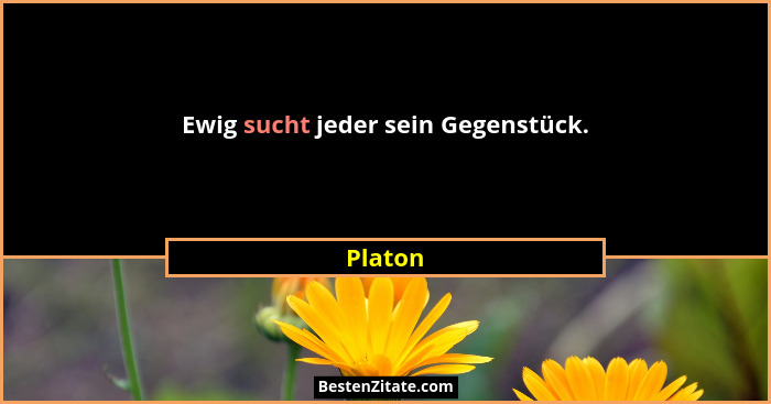 Ewig sucht jeder sein Gegenstück.... - Platon