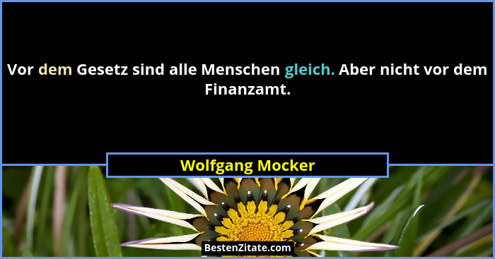 Vor dem Gesetz sind alle Menschen gleich. Aber nicht vor dem Finanzamt.... - Wolfgang Mocker