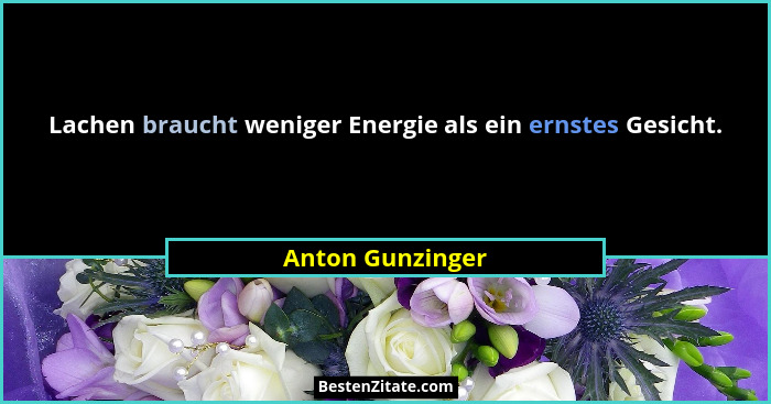 Lachen braucht weniger Energie als ein ernstes Gesicht.... - Anton Gunzinger