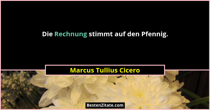Die Rechnung stimmt auf den Pfennig.... - Marcus Tullius Cicero