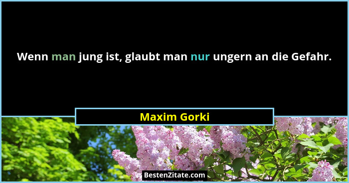 Wenn man jung ist, glaubt man nur ungern an die Gefahr.... - Maxim Gorki