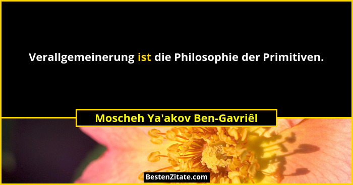 Verallgemeinerung ist die Philosophie der Primitiven.... - Moscheh Ya'akov Ben-Gavriêl