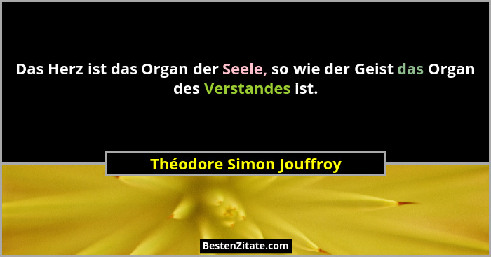 Das Herz ist das Organ der Seele, so wie der Geist das Organ des Verstandes ist.... - Théodore Simon Jouffroy