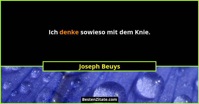Ich denke sowieso mit dem Knie.... - Joseph Beuys