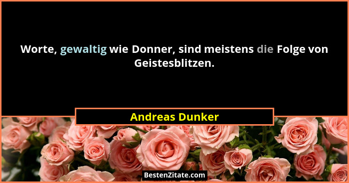 Worte, gewaltig wie Donner, sind meistens die Folge von Geistesblitzen.... - Andreas Dunker