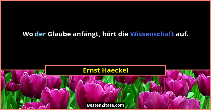 Wo der Glaube anfängt, hört die Wissenschaft auf.... - Ernst Haeckel