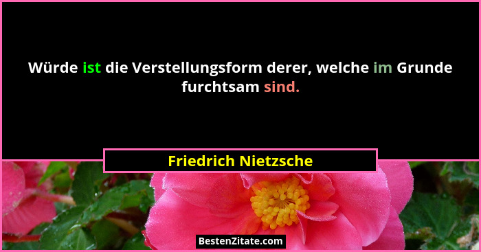 Würde ist die Verstellungsform derer, welche im Grunde furchtsam sind.... - Friedrich Nietzsche