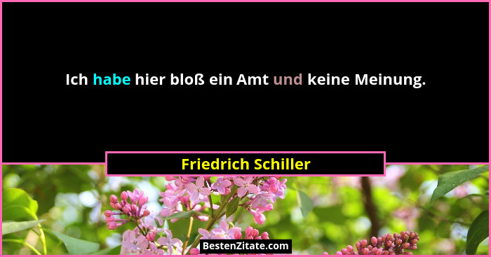 Ich habe hier bloß ein Amt und keine Meinung.... - Friedrich Schiller