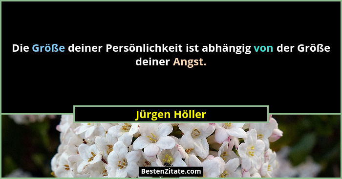 Die Größe deiner Persönlichkeit ist abhängig von der Größe deiner Angst.... - Jürgen Höller