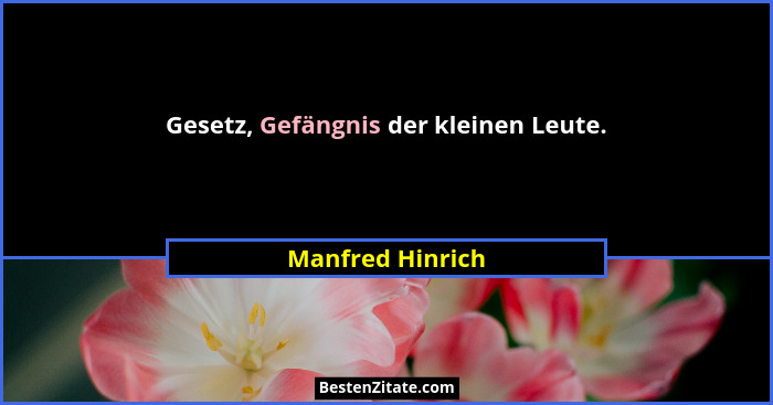 Gesetz, Gefängnis der kleinen Leute.... - Manfred Hinrich
