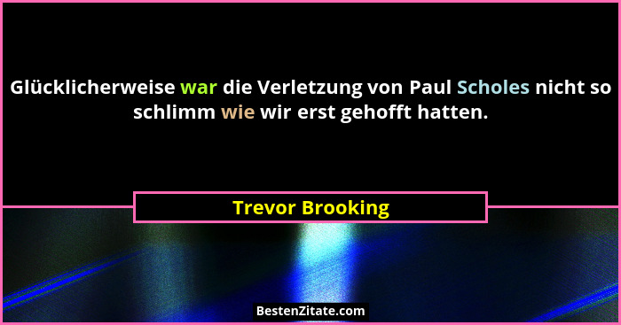 Glücklicherweise war die Verletzung von Paul Scholes nicht so schlimm wie wir erst gehofft hatten.... - Trevor Brooking