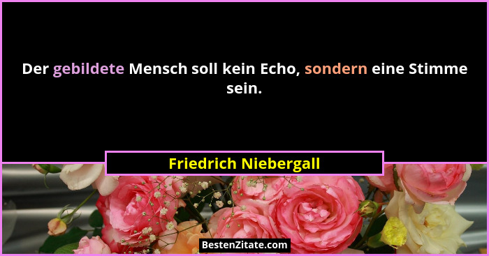 Der gebildete Mensch soll kein Echo, sondern eine Stimme sein.... - Friedrich Niebergall