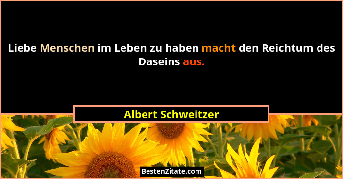 Liebe Menschen im Leben zu haben macht den Reichtum des Daseins aus.... - Albert Schweitzer