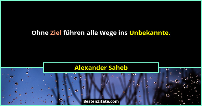Ohne Ziel führen alle Wege ins Unbekannte.... - Alexander Saheb