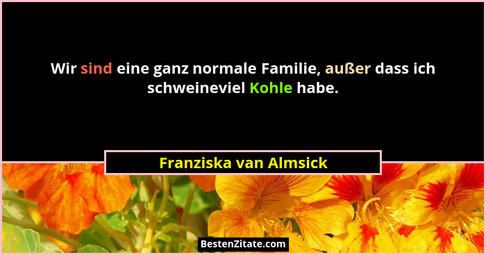 Wir sind eine ganz normale Familie, außer dass ich schweineviel Kohle habe.... - Franziska van Almsick
