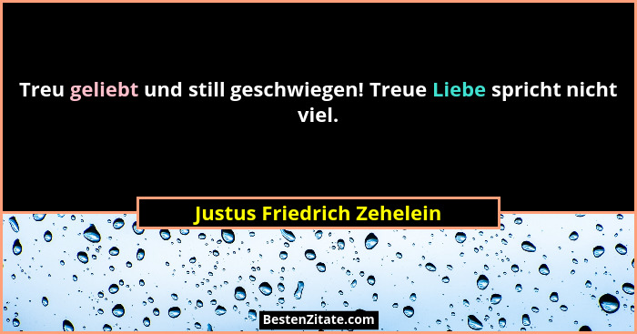 Treu geliebt und still geschwiegen! Treue Liebe spricht nicht viel.... - Justus Friedrich Zehelein