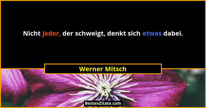 Nicht jeder, der schweigt, denkt sich etwas dabei.... - Werner Mitsch