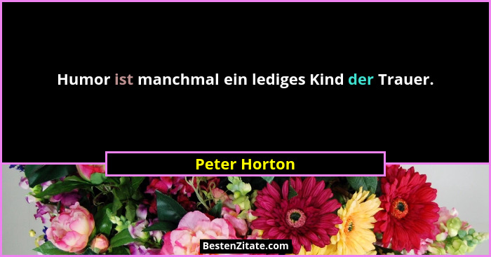 Humor ist manchmal ein lediges Kind der Trauer.... - Peter Horton