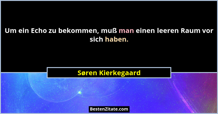 Um ein Echo zu bekommen, muß man einen leeren Raum vor sich haben.... - Søren Kierkegaard