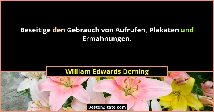 Beseitige den Gebrauch von Aufrufen, Plakaten und Ermahnungen.... - William Edwards Deming